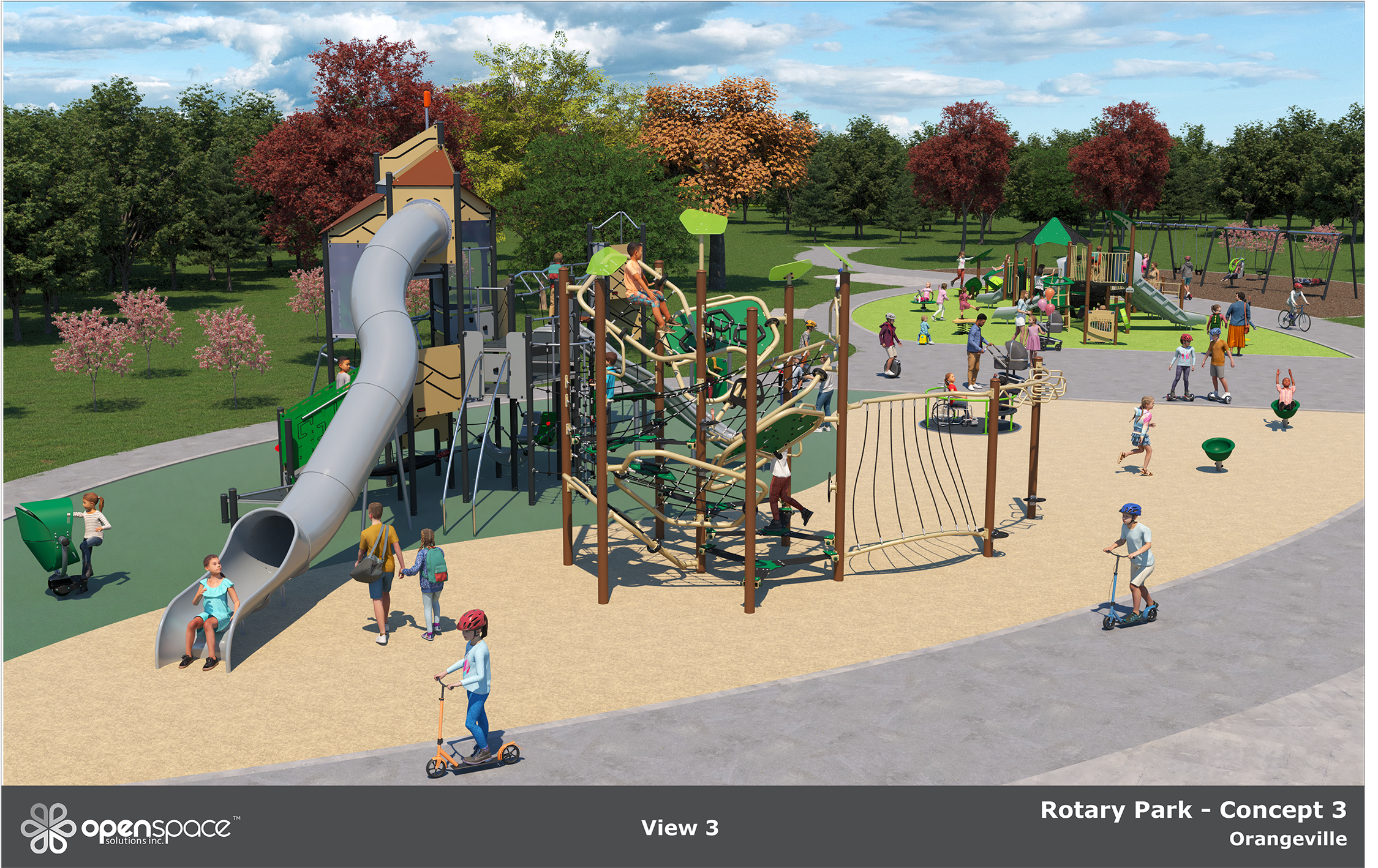A rendering of a playground design concept.